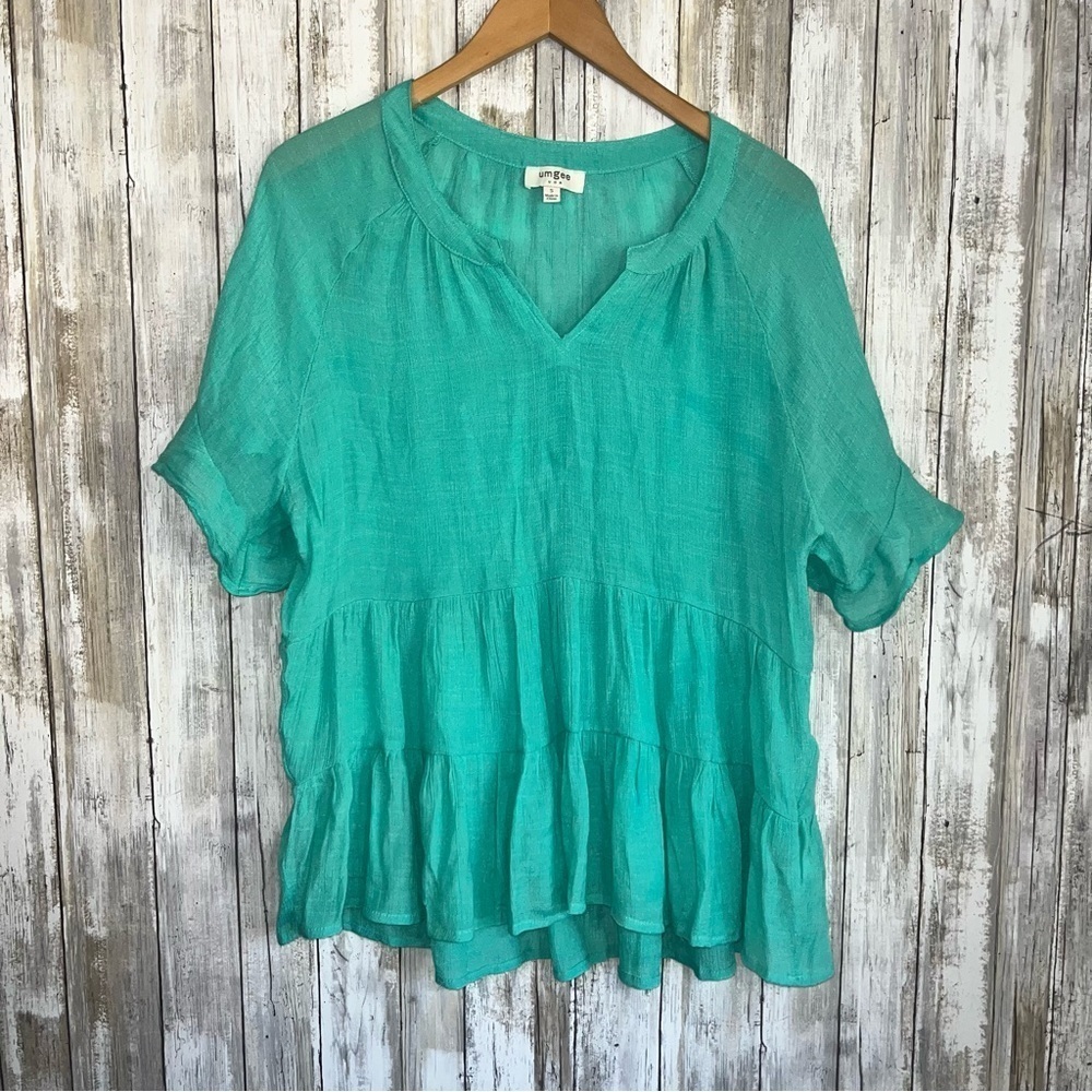 Umgee Blue Green Dye Blouse
